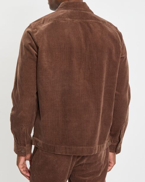Surchemise zippée en Velours milleraies marron