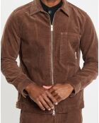 Surchemise zippée en Velours milleraies marron