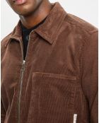 Surchemise zippée en Velours milleraies marron