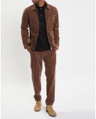 Surchemise zippée en Velours milleraies marron