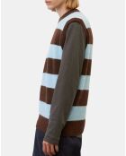 Pull sans manches en Laine & Alpaga mélangés rayé Colorblock bleu/marron