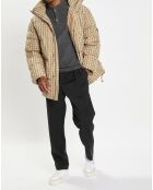 Parka Puffer oversize à carreaux multicolore