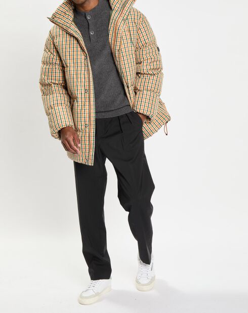 Parka Puffer oversize à carreaux multicolore