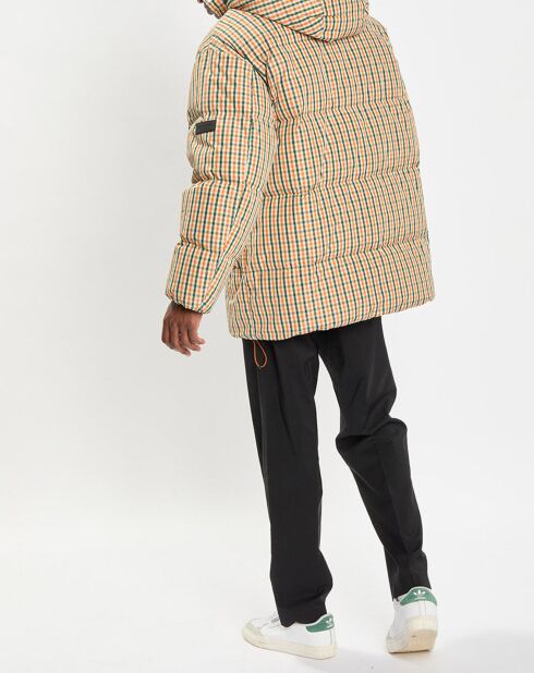 Parka Puffer oversize à carreaux multicolore