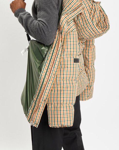 Parka Puffer oversize à carreaux multicolore