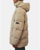Parka Puffer oversize à carreaux multicolore