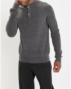 Pull en Laine & Coton à boutons gris
