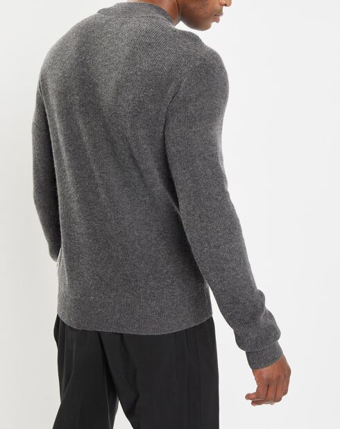 Pull en Laine & Coton à boutons gris