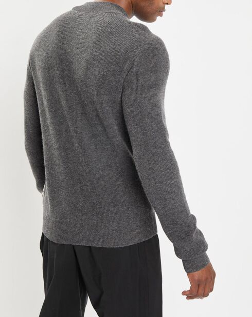 Pull en Laine & Coton à boutons gris