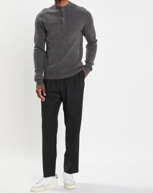 Pull en Laine & Coton à boutons gris