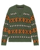 Pull en Laine, Alpaga & Mohair mélangés à motifs vert