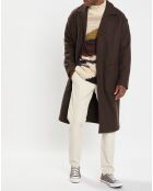 Manteau en Laine mélangée bouillie marron