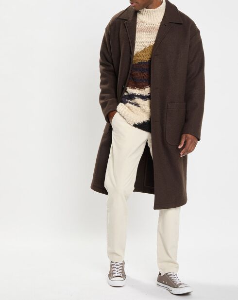 Manteau en Laine mélangée bouillie marron