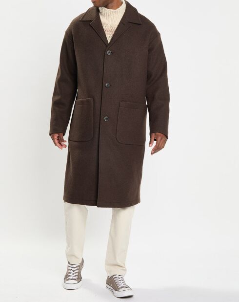 Manteau en Laine mélangée bouillie marron