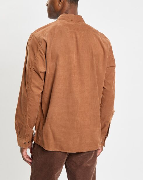 Chemise Regular Fit en Velours milleraies marron