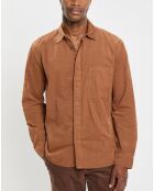 Chemise Regular Fit en Velours milleraies marron