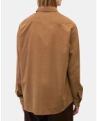 Chemise Regular Fit en Velours milleraies marron