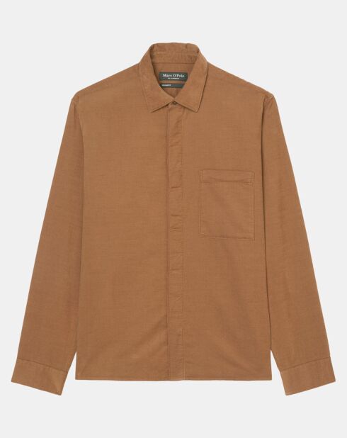 Chemise Regular Fit en Velours milleraies marron