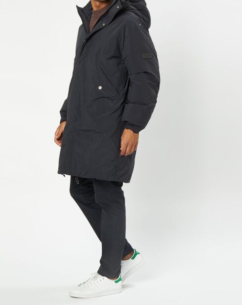 Parka rembourrée Puffer à capuche Amo noire