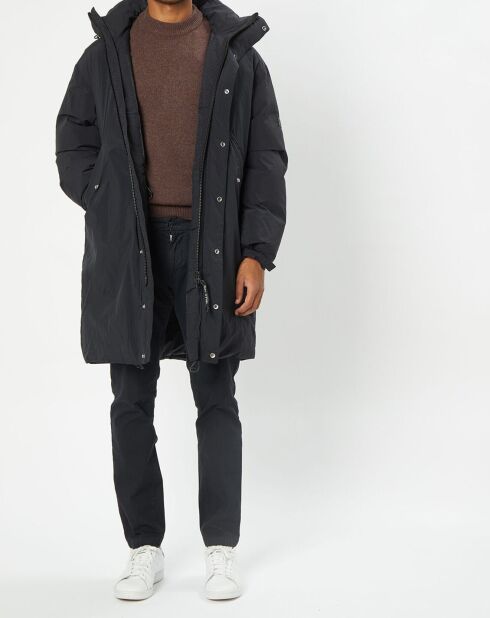 Parka rembourrée Puffer à capuche Amo noire
