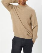 Pull en Laine d'Agneau mélangée col rond beige