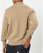Pull en Laine d'Agneau mélangée col rond beige
