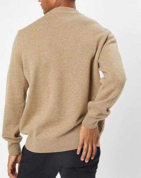 Pull en Laine d'Agneau mélangée col rond beige