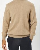 Pull en Laine d'Agneau mélangée col rond beige