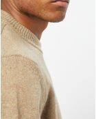 Pull en Laine d'Agneau mélangée col rond beige