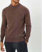 Pull en Laine d'Agneau mélangée col rond marron