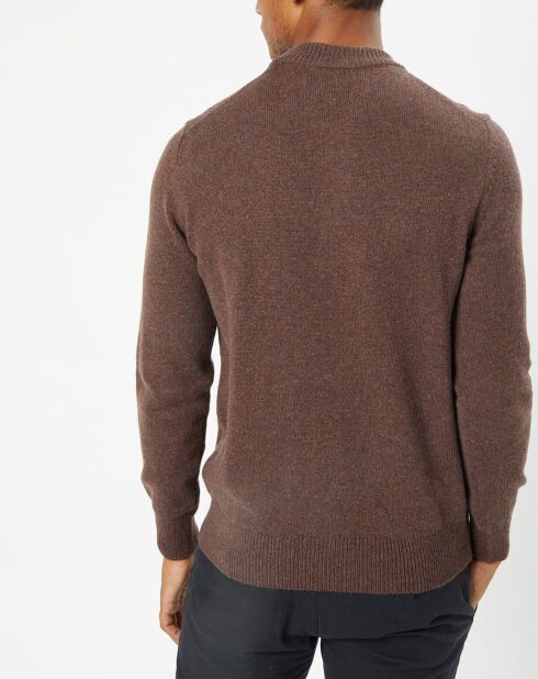 Pull en Laine d'Agneau mélangée col rond marron