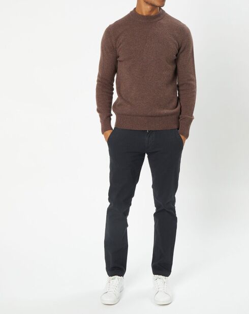 Pull en Laine d'Agneau mélangée col rond marron
