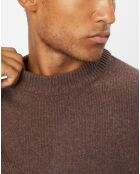 Pull en Laine d'Agneau mélangée col rond marron