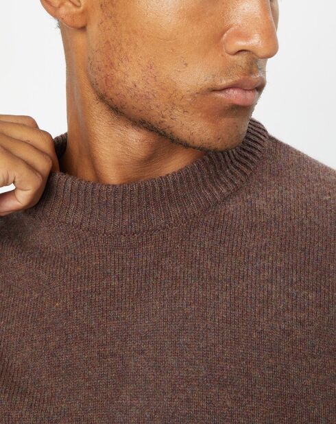 Pull en Laine d'Agneau mélangée col rond marron