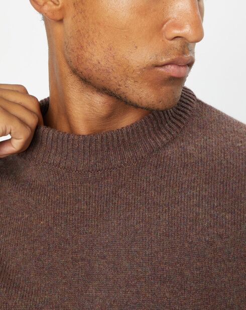Pull en Laine d'Agneau mélangée col rond marron