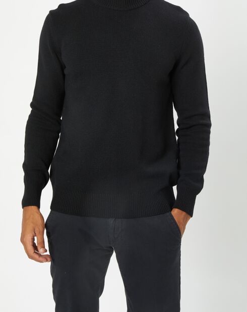 Pull en Laine d'Agneau mélangée col rond noir