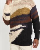 Pull en Laine & Alpaga mélangés jacquard Paysage chocolat