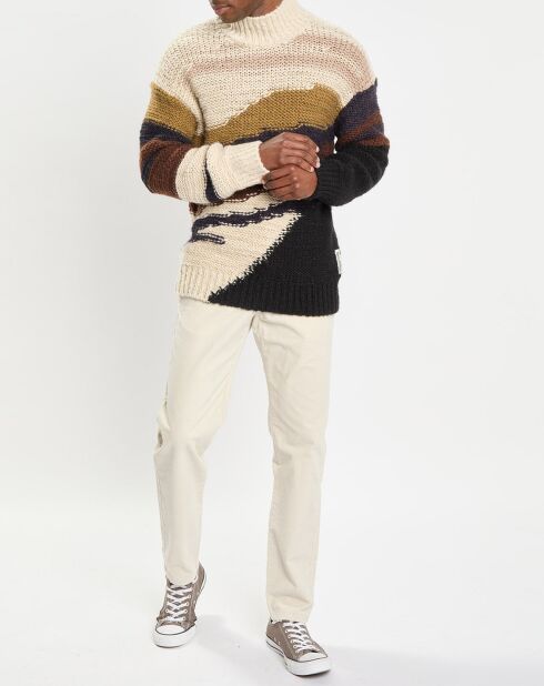 Pull en Laine & Alpaga mélangés jacquard Paysage chocolat