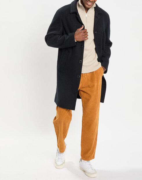 Manteau en Laine mélangée raglan noir