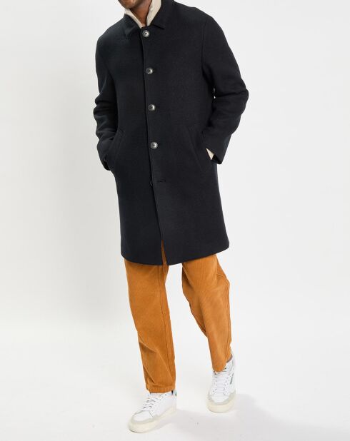 Manteau en Laine mélangée raglan noir