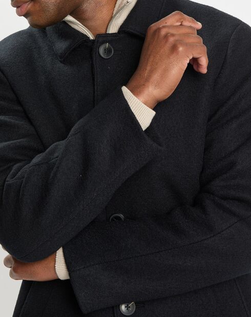 Manteau en Laine mélangée raglan noir