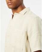 Chemise 100% Lin manches courtes Poche beige