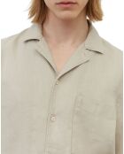 Chemise 100% Lin manches courtes Poche beige