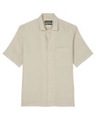 Chemise 100% Lin manches courtes Poche beige