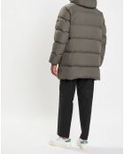 Parka Puffa mi-longue à capuche kaki gris