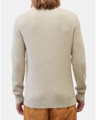 Pull en Coton & Laine côtelé écru