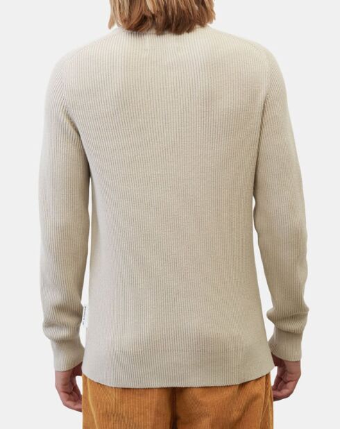 Pull en Coton & Laine côtelé écru