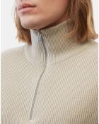Pull en Coton & Laine côtelé écru