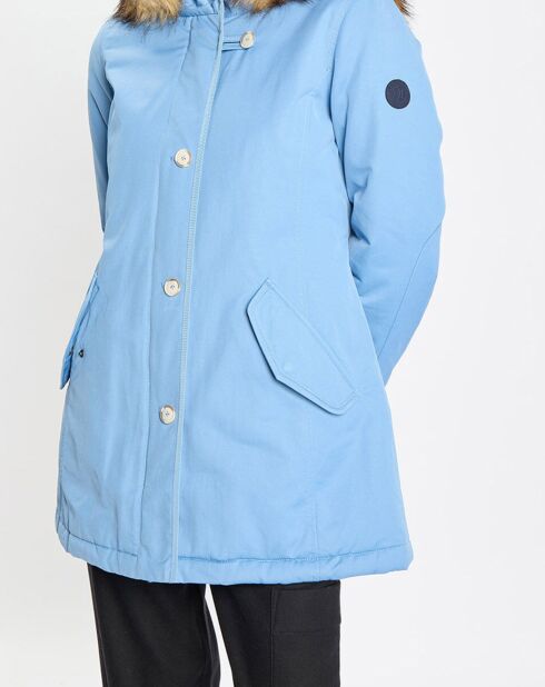 Parka Thermor à capuche fausse fourrure bleue