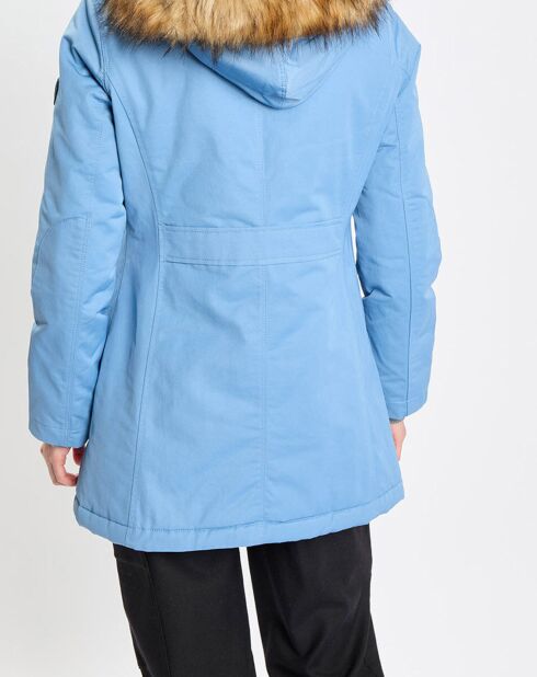Parka Thermor à capuche fausse fourrure bleue
